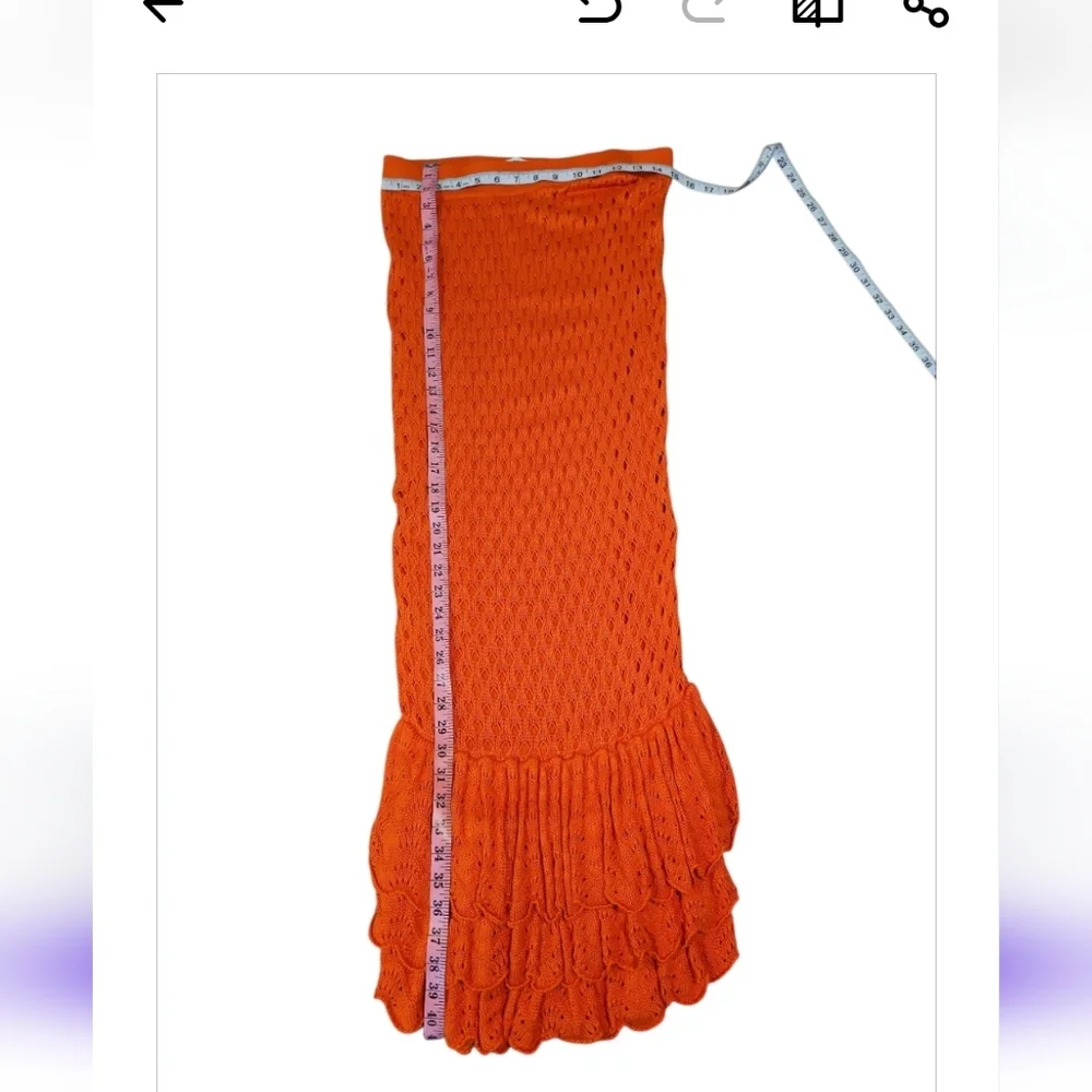NWT Beach Riot Polly Crochet Maxi Swim Cover Up Skirt Orange L